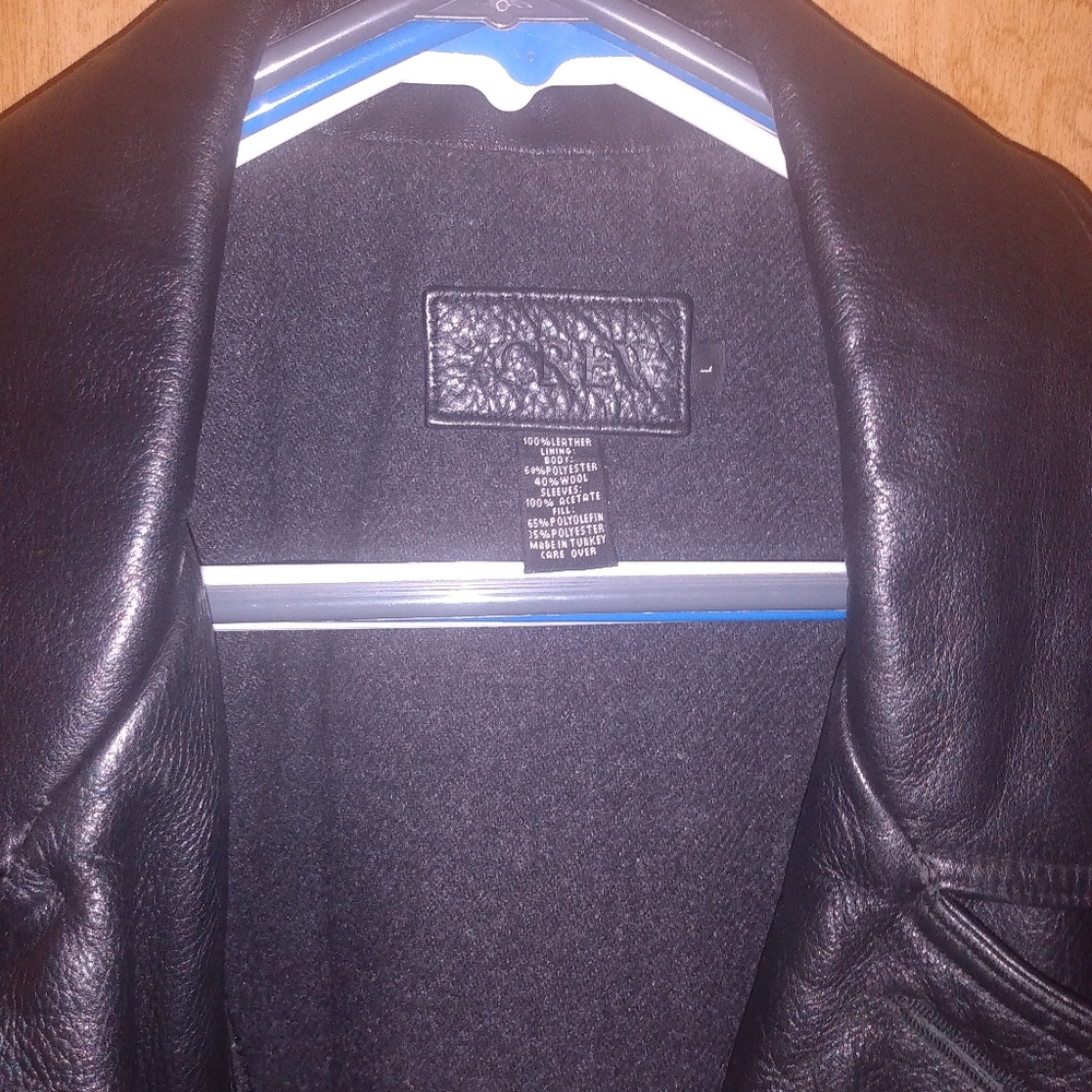 JCrew Men's Black Genuine Leather Coat 3/4 length